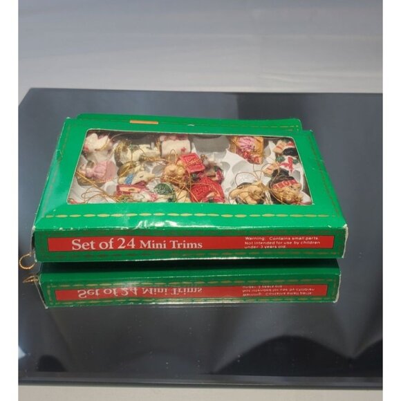Vintage Mini Trims Hand Painted Christmas Ornaments - SET OF 24 - Picture 9 of 15